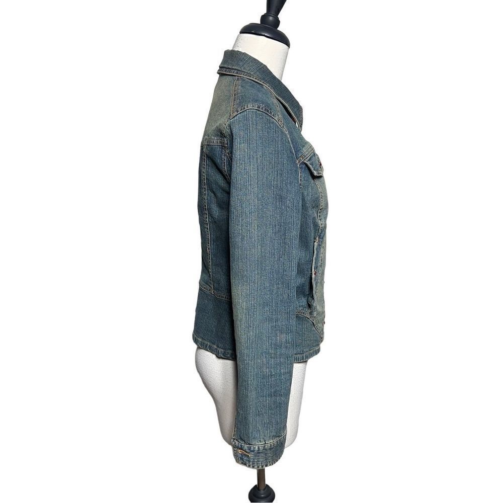 Spanner Denim Jacket Red Jeweled Buttons Jean Jacket Size 8 - Picture 3 of 5